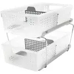 madesmart Two-Tier Organizer with Dividers, Frost, Grey