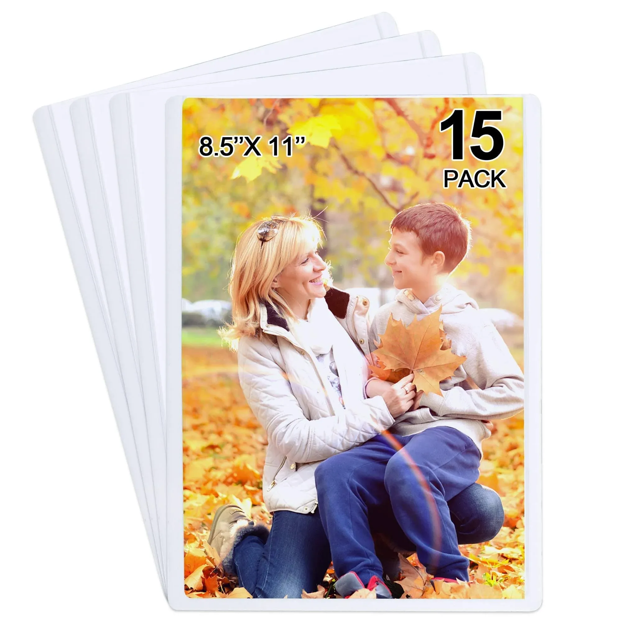 15 Pack Magnetic Picture Frames, Holds 8.5 x 11 Inches Photos Pictures, A4 Size White Magnetic Photo Frames with Clear Pocket for Refrigerator,Fridge, Locker, Office Cabinet