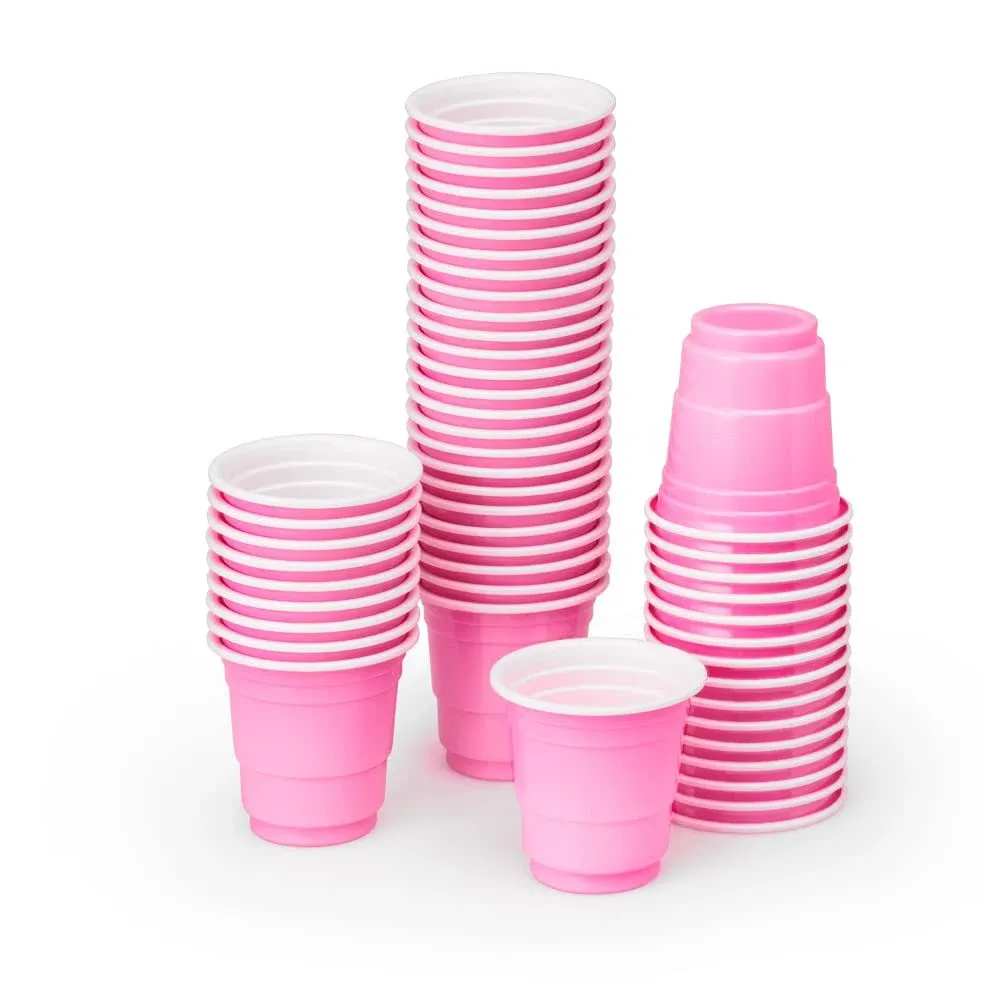 xo, Fetti Party Decorations Pink Plastic Shot Glasses - 50 Matte Disposable 2 oz ...