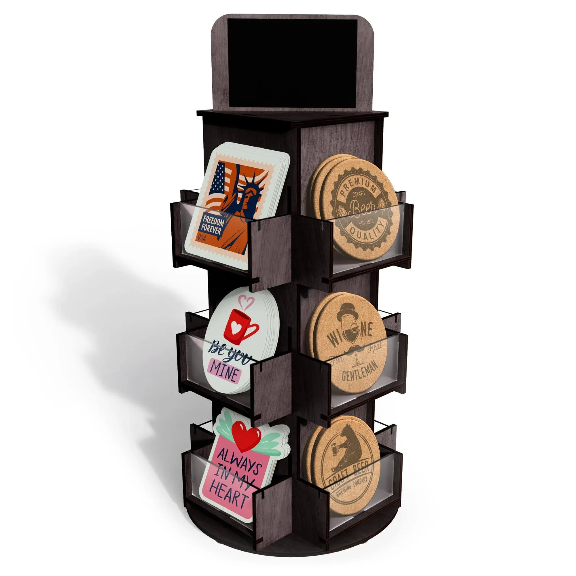 DS The Display Store 3 Tier Rotating Sticker Display Stand for Vendors, Black ...