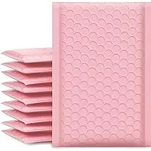 UCGOU Bubble Mailers 4x8 Inch Light Pink 50 Pack Poly Padded Envelopes Small Business Mailing Packages Opaque Self Seal Adhesive Waterproof Boutique Shipping Bags for Jewelry Makeup Supplies #000