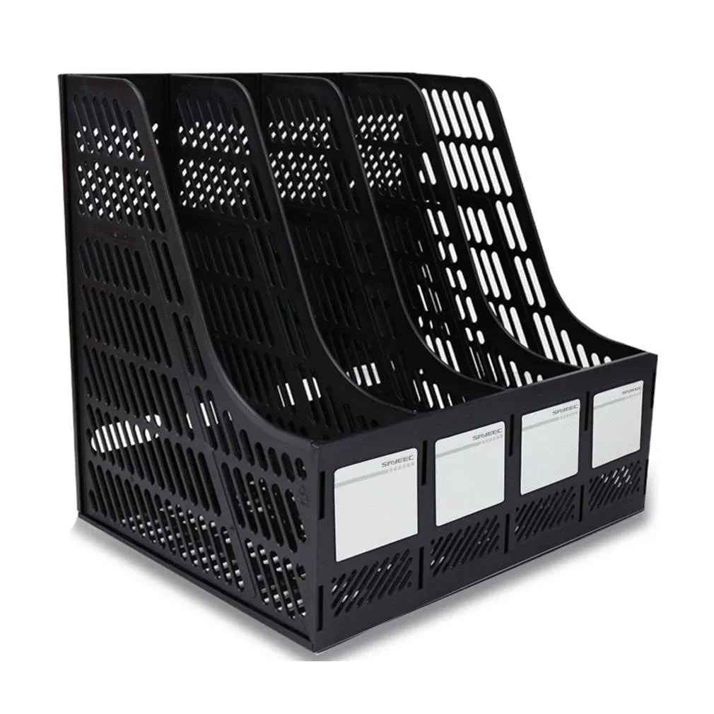 SAYEEC Sturdy Desktop 4 Section Magazine Plastic Holders Frames File Dividers Document Cabinet Rack Display and Storage