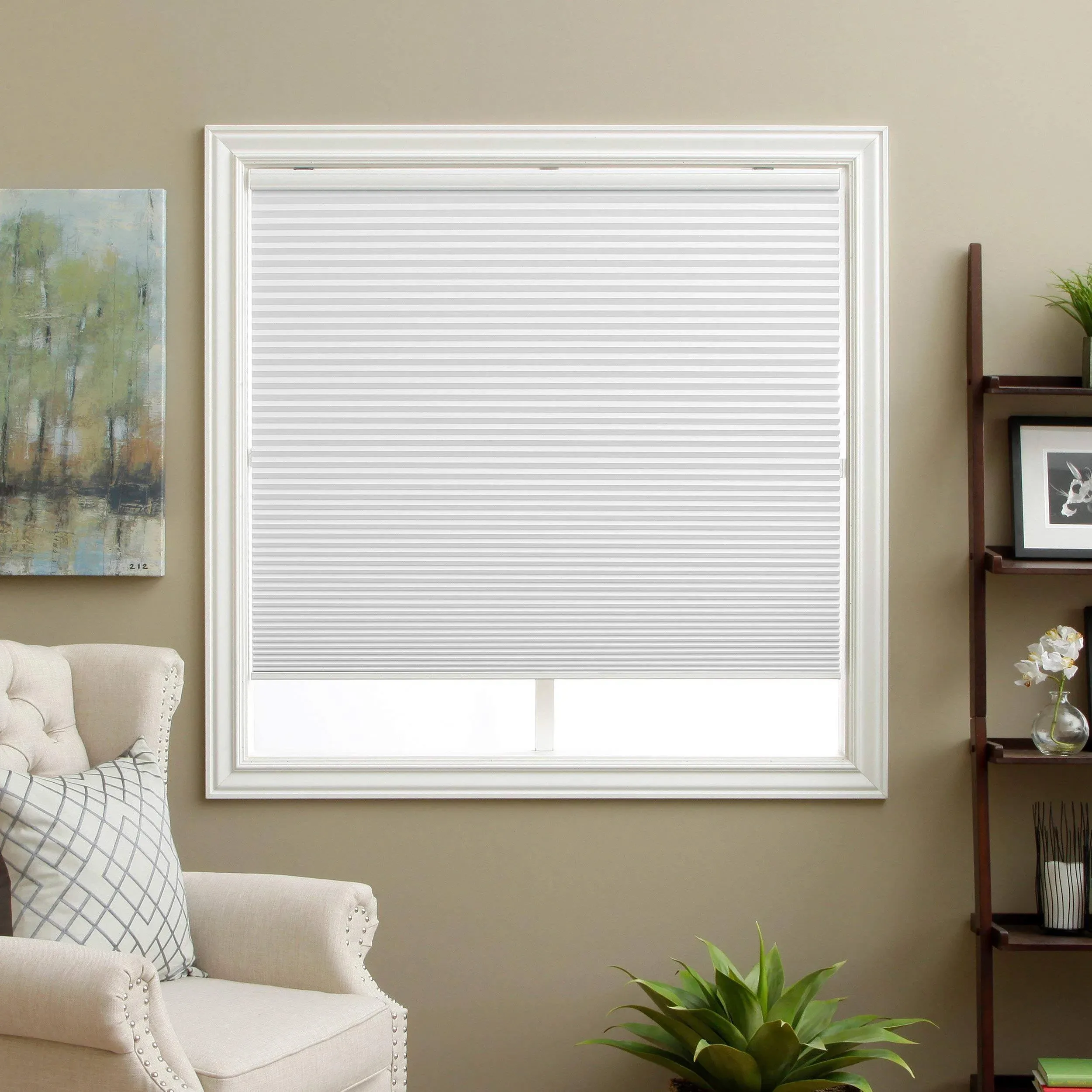 Sbartar Cellular Shades Cordless Blackout Honeycomb Blinds Fabric Window Shades White(Blackout), 39" W x 64" H