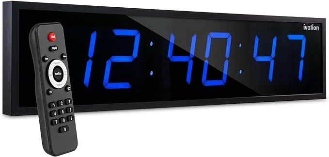 Ivation DBTech Huge Large Big Oversized Digital LED Clock Blue - 36"