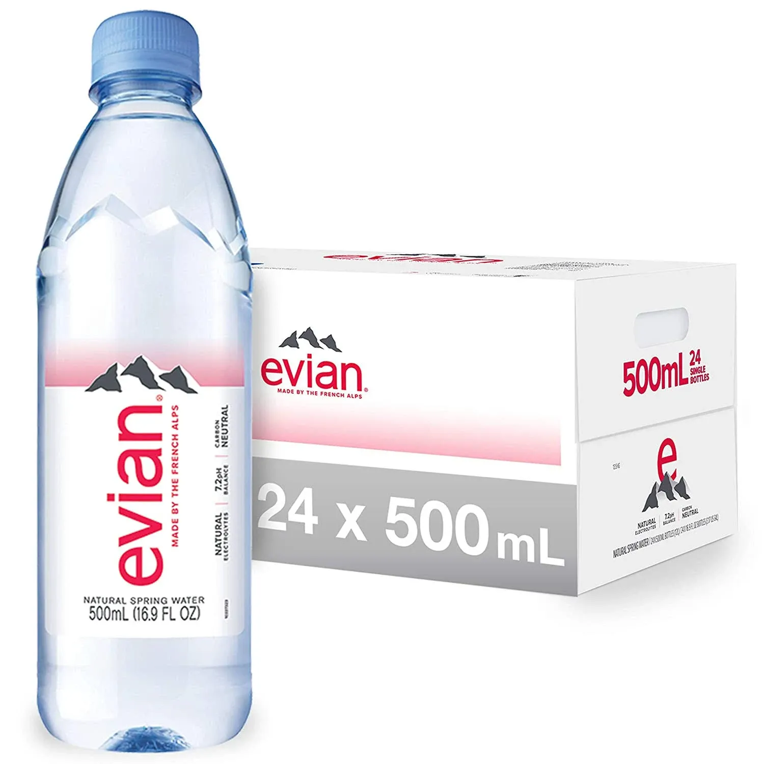 Evian Natural Spring Water , Naturally Filtered Spring Water in Individual Sized Plastic Bottles 16.9 fl oz (Pack of 24)