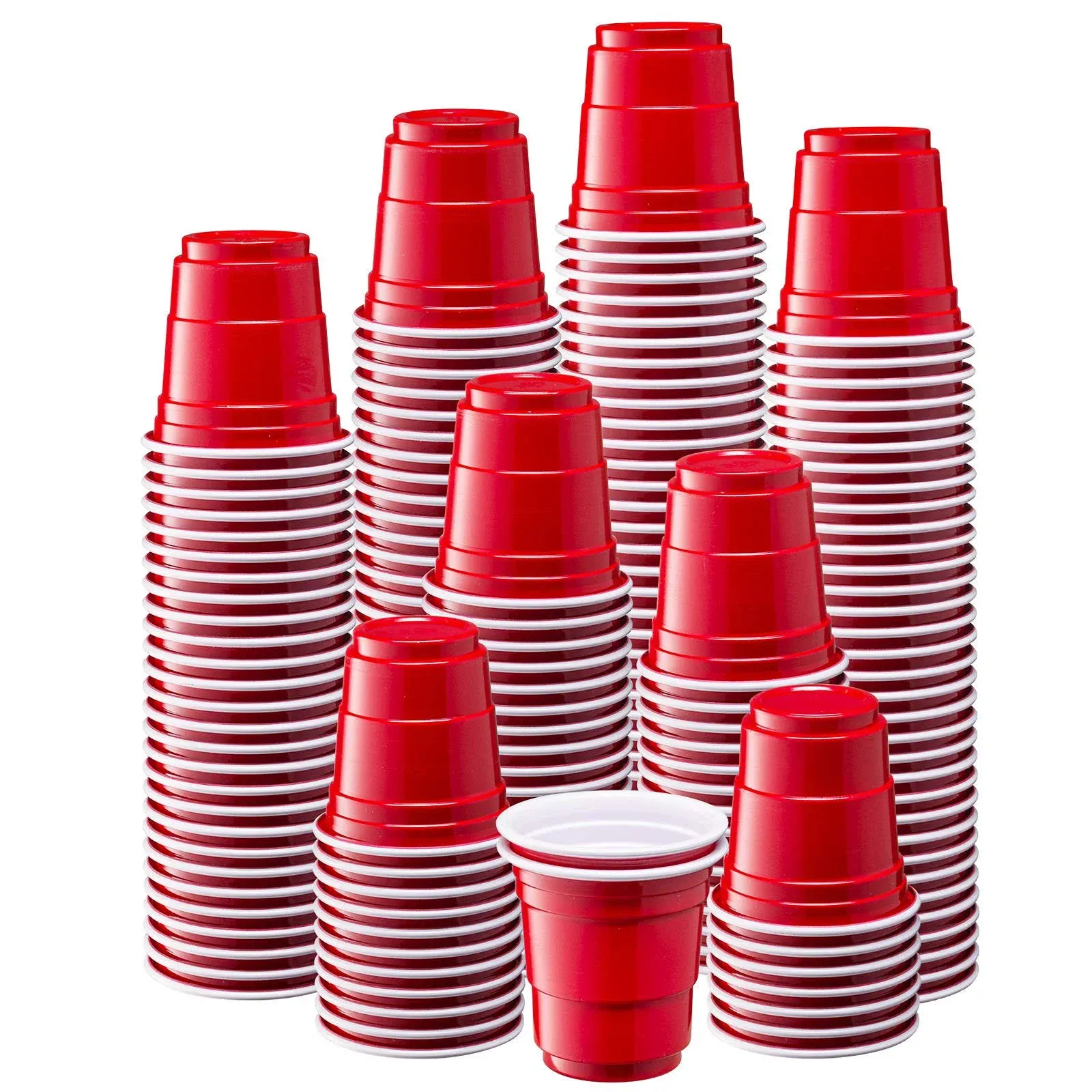 Comfy Package 300 Count 2 oz. Mini Plastic Shot Glasses - Red Disposable Jello ...