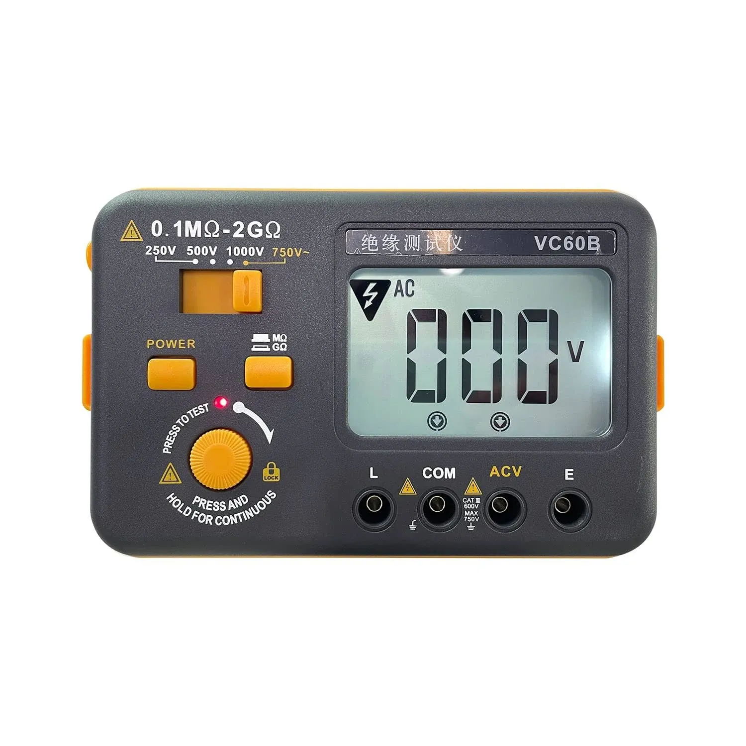 VC60B Digital Insulation Resistance Tester Megohmmeter Ohmmeter Megger Meter ...