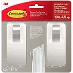 Command Matte Black Curtain Rod Hooks with Command Strips, Hang Curtain Rods No Drilling, Holds up to 10 lbs