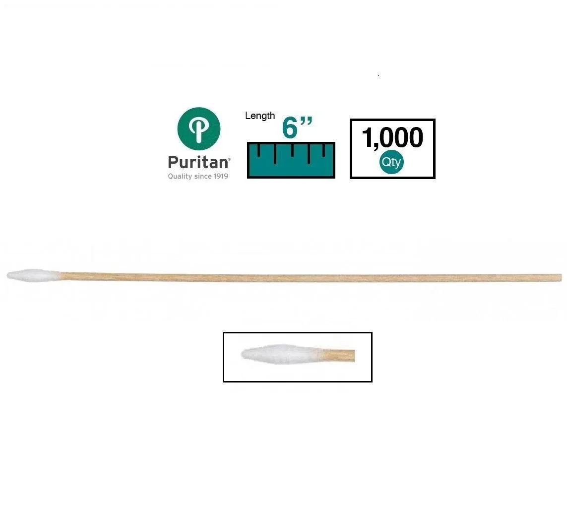 Puritan Medical 6" Tapered Mini Cotton Swab w/Wooden Handle - 826-WC (Box of 1000)