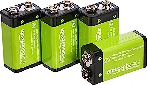 Amazon Basics Rechargeable 9 Volt NiMH Batteries (4-Pack)