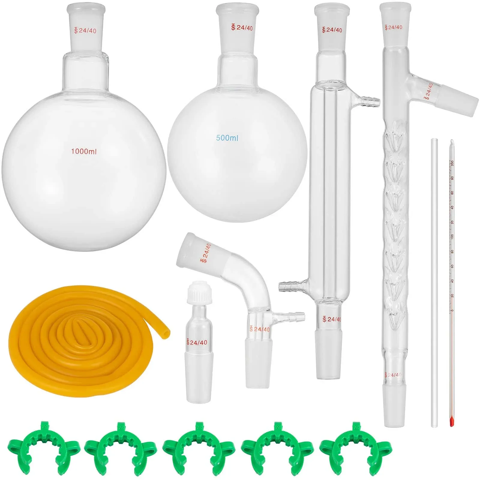 VEVOR Glass Organic Chemistry Kit 13pcs Distillation Kit 24/40 Joints Distillat