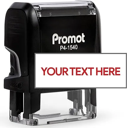 Promot Self Inking 1 Line Custom Stamp - Personalized Name Stamp for Office, Teacher, Address & Business Label Stamp - Choose Font, Ink Color, Pad, Fo