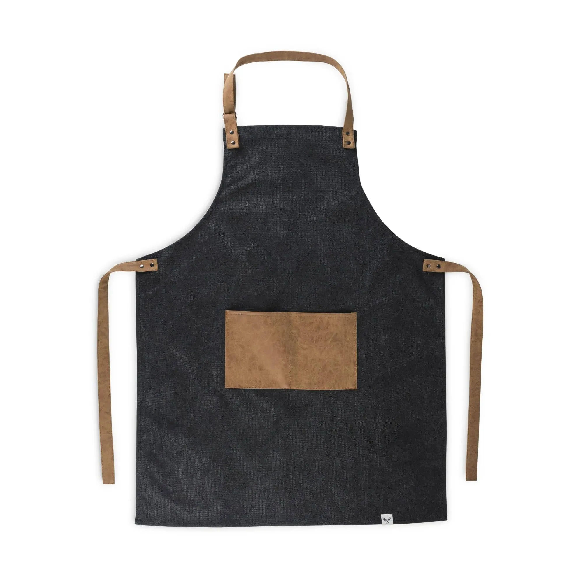 Foster &amp; Rye Canvas Grilling Apron New! Faux LEATHER Straps And POCKETS