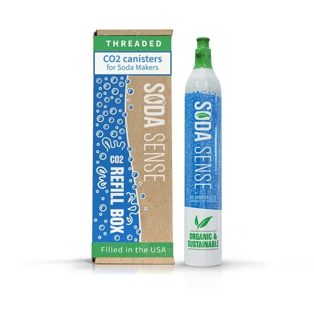 Soda Sense Threaded 60L CO2 Exchange Cylinder 1 Pack, Compatible w/All Screw-in, at-Home Soda Makers