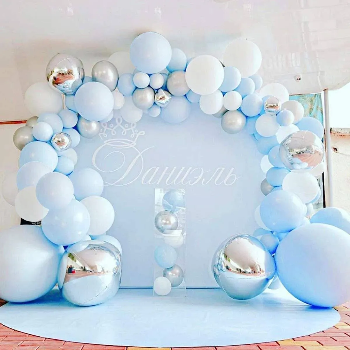 141 Pcs Blue Silver Balloon Garland Kit Macaron Metal Balloon Arch,Wedding Bri