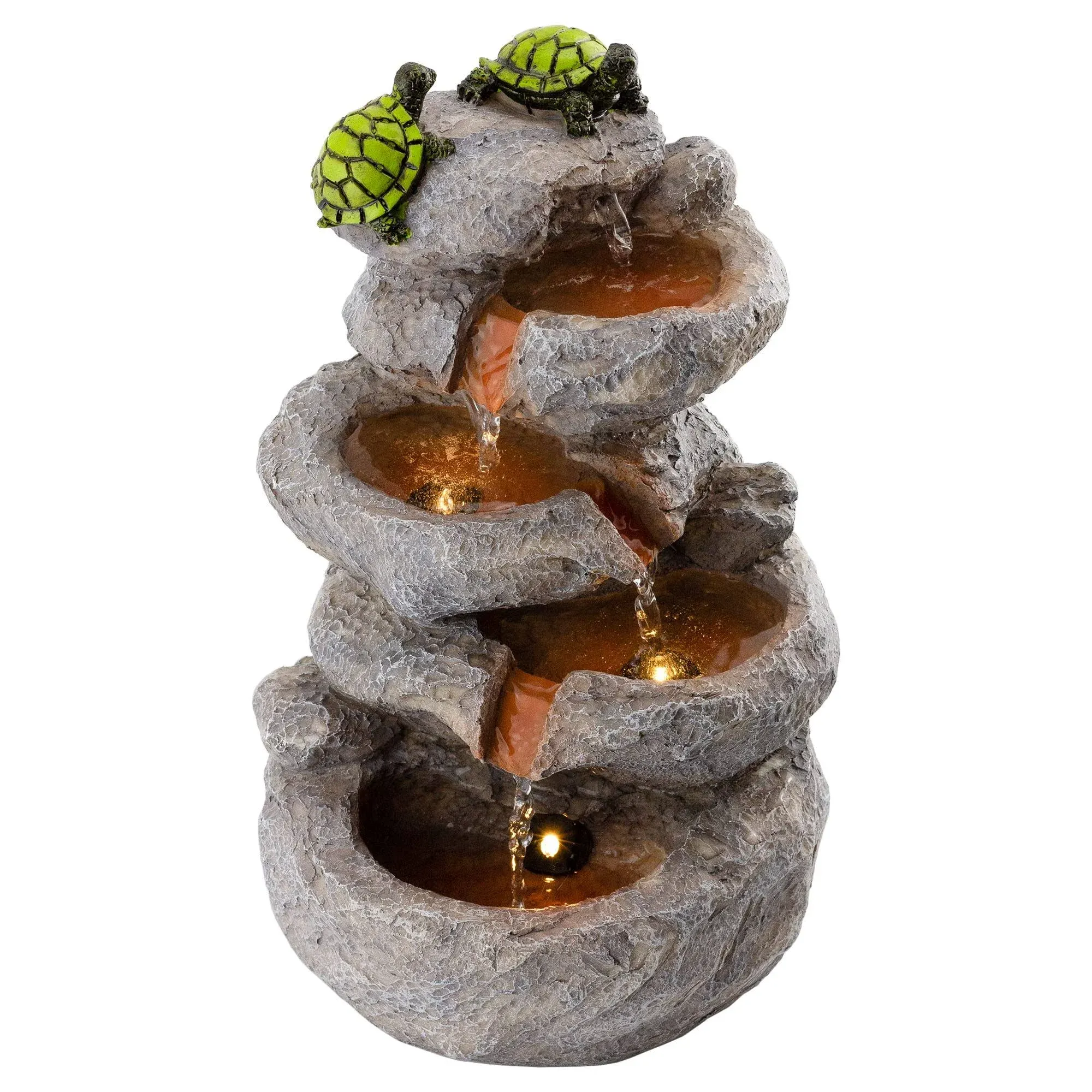 Tabletop Fountain, Turtles in Waterfall Decorative Statue Relaxing Water Feature