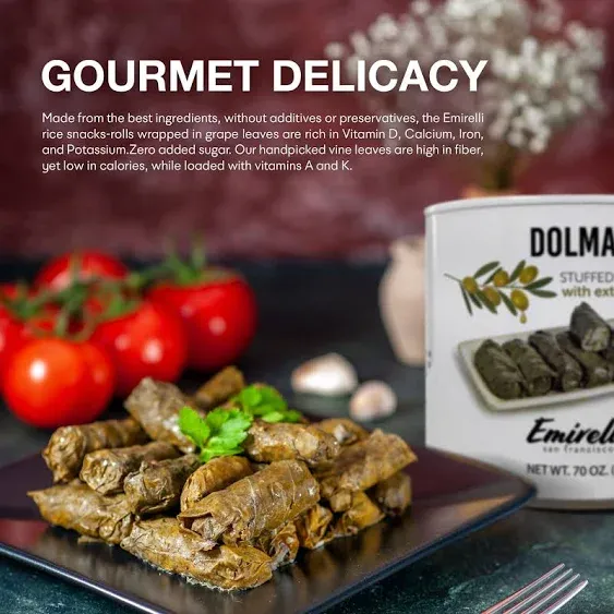 Emirelli Dolmas Stuffed Grape Leaves with Rice