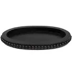 AuldHome Wood Beaded Tray (Black), Decorative Farmhouse Style Oval Wooden Tray