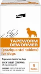 Elanco Tapeworm Dewormer (praziquantel tablets) for Dogs, 5 Count (Pack of 1) Praziquantel Tablets for Dogs and Puppies 4 Weeks and Older