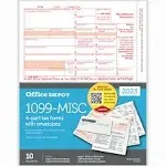 Office Depot&reg; Brand 1099-MISC Laser Tax Forms And Envelopes, 4-Part, 2-Up, 8-1/2&quot; x 11&quot;, Pack Of 10 Form Sets