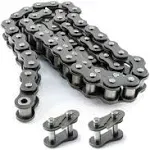 PGN #25 Roller Chain - 10 Feet + 2 Free Connecting Links - Carbon Steel Chain...