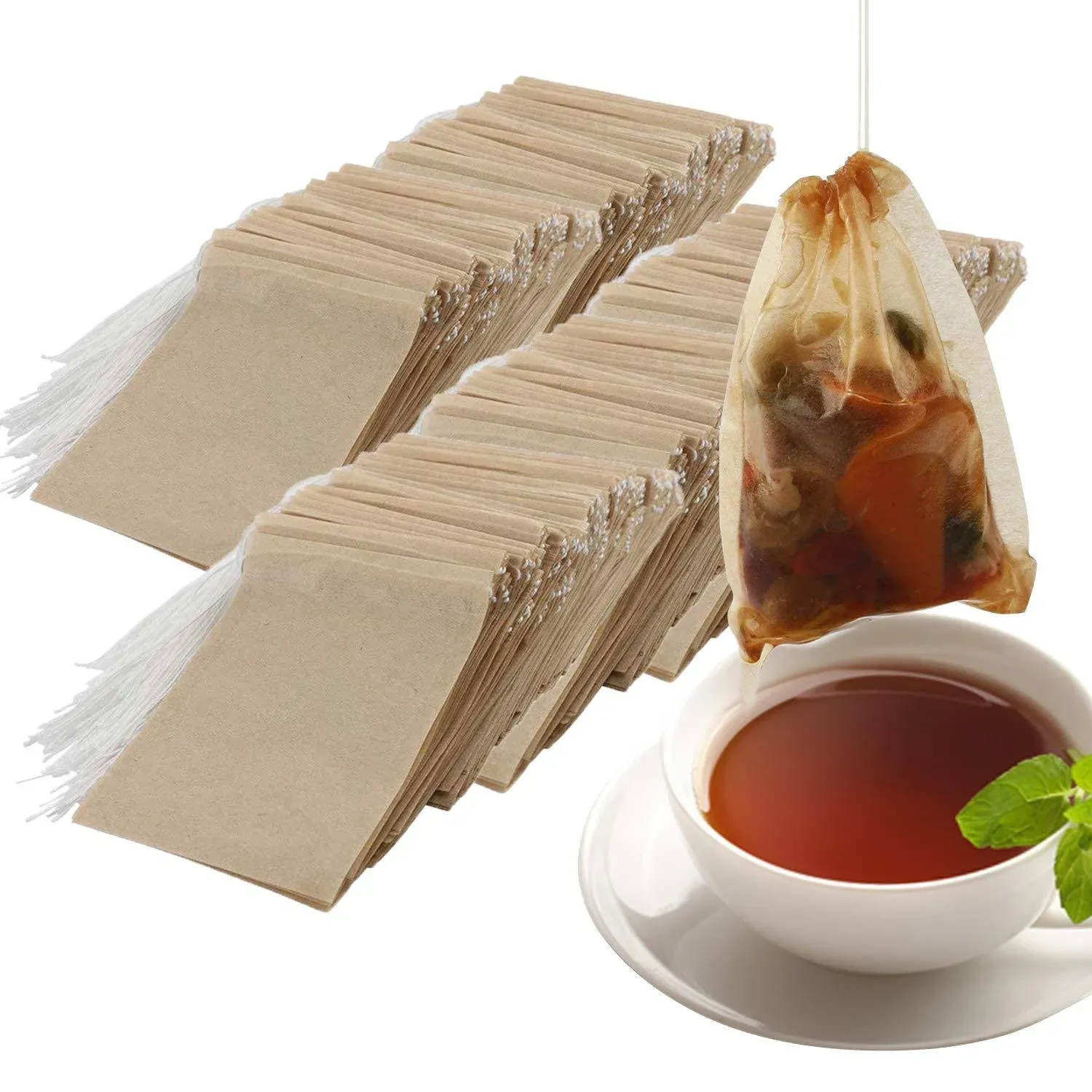 NEPAK 600 Pcs Disposable Tea Bags with Drawstring,Tea Filter Bags,Empty Tea Bags for Loose Leaf Tea(2.36 x 3.15 inch)