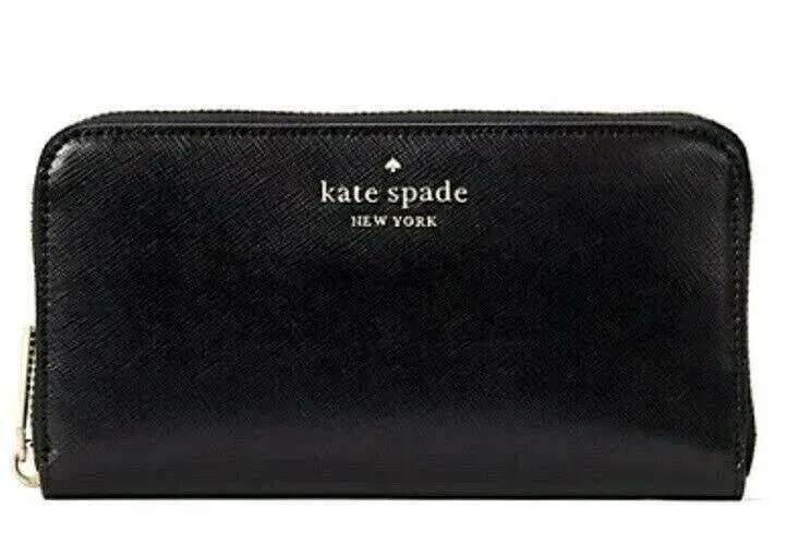 NWT Kate Spade Staci Large Saffiano Leather Continental Wallet Black