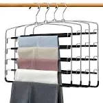 Pants Hangers 4 Pieces,5 Tier Closet Organizers and Storage Clothes Hangers,Hangers Space Saving with Swing Arm,Multiple Metal Hangers Clothes Organization for Pants Trousers Jeans Leggings Slacks