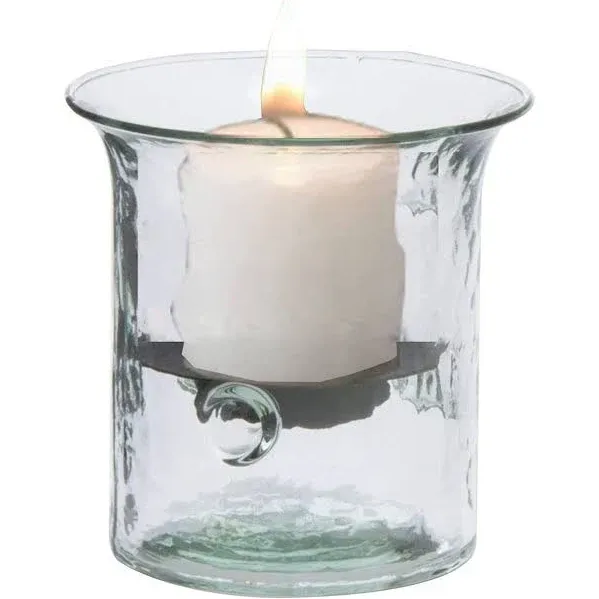 Glass Hurricane Pillar Candle Holder with Rustic Metal Insert, Perfect as a C...