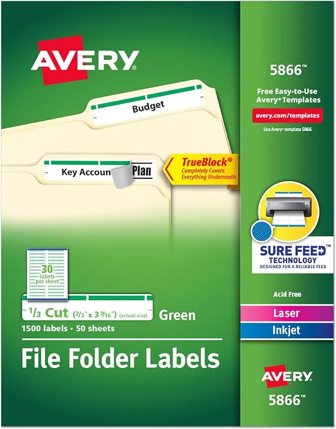 Avery Permanent TrueBlock File Folder Labels