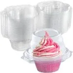 Individual Cupcake Containers (100 Pack) | Clear Plastic Disposable Cupcake Boxes/Holders | Single Cupcake Holder with Dome Lid Bulk | BPA-Free