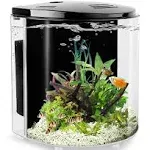 YCTECH 1.2 Gallon Betta Aquarium Starter Kits Fish Tank with LED Light and Filter Pump Black (320black)