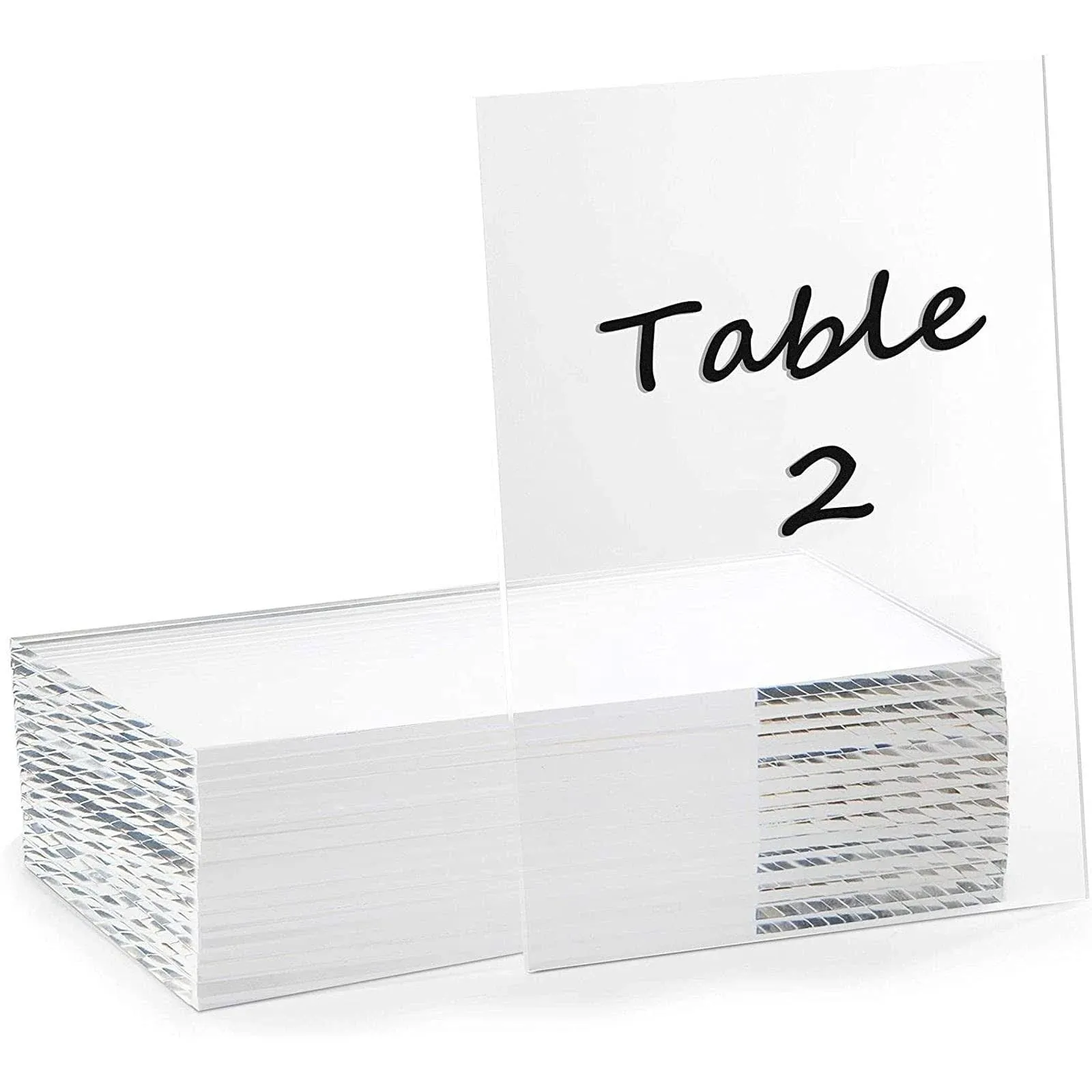 Clear Acrylic Place Cards for Weddings, Table Seating Card (5x7 in, 20 Pack)