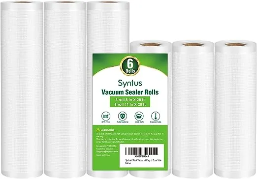 Syntus Vacuum Sealer Bags, 4 Pack 2 Roll 11" x 20' and 2 Roll 8" x 20' Commercial ...