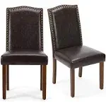 DUMOS Upholstered Dining Chairs Set of 2, Modern Upholstered Leather Dining Room Chair with Nailhead Trim and Wood Legs, Mid-Century Accent Dinner