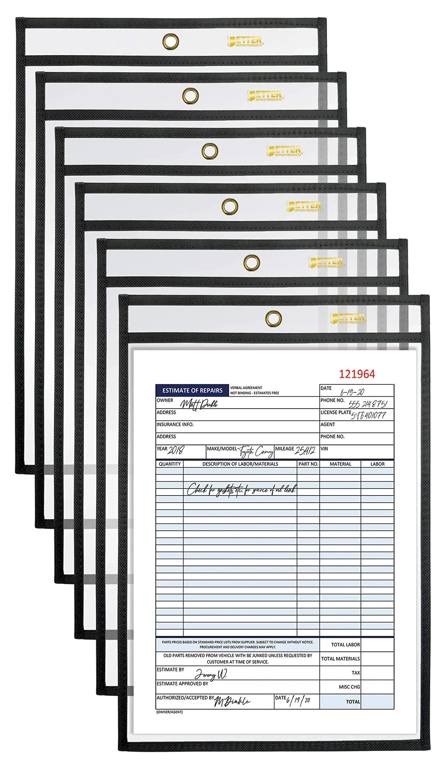 Better Office Products Shop Ticket Holders, 6 x 9 Inches, Both Sides Clear, S...