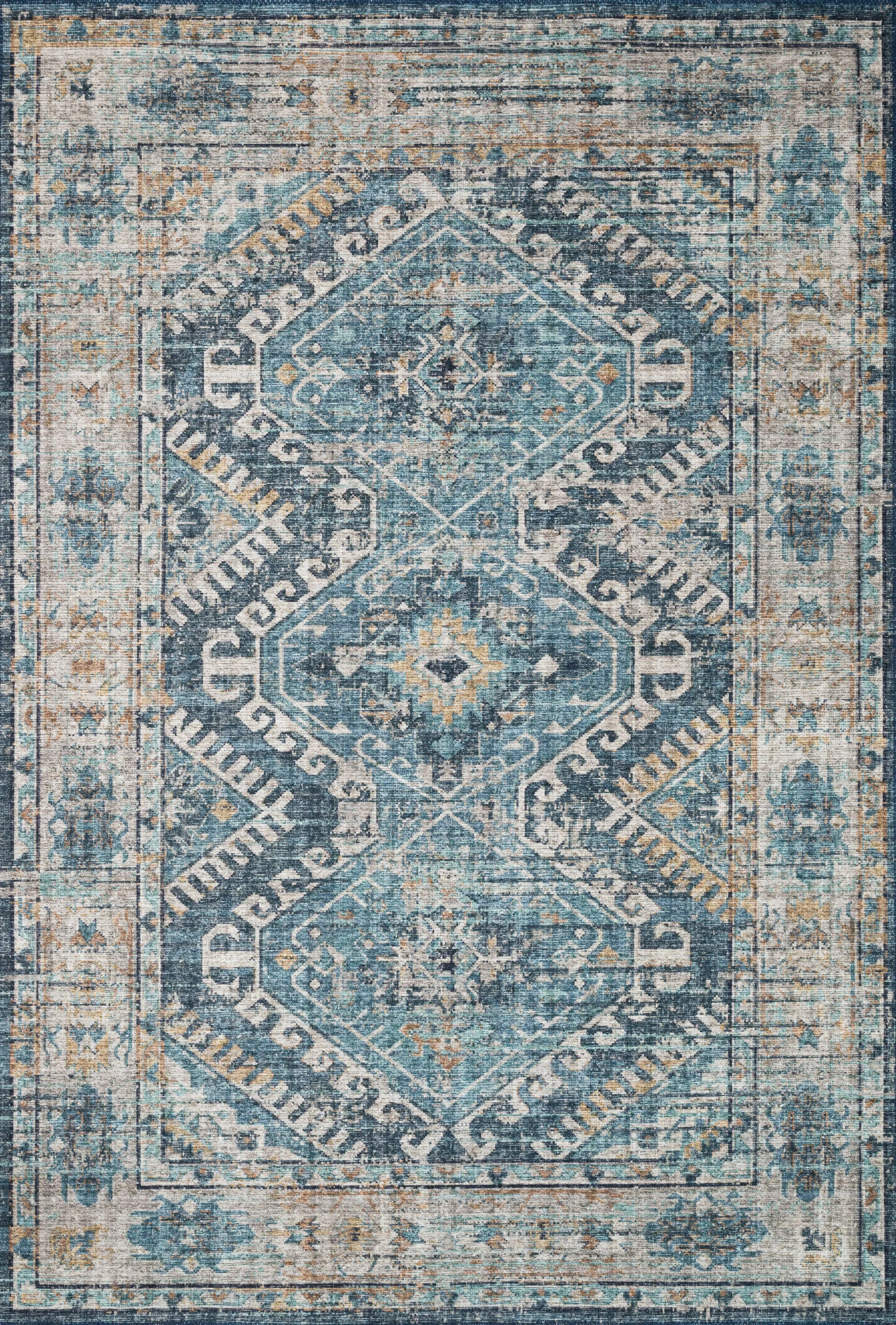 Loloi Ii Flooring 7&#039;6&#034;X9&#039;6&#034; Skye Denim/Natural Printed Boho Vintage Area Rug