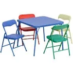 Flash Furniture Kids Colorful 5-Piece Folding Table and Chair Set, Assorted Colors