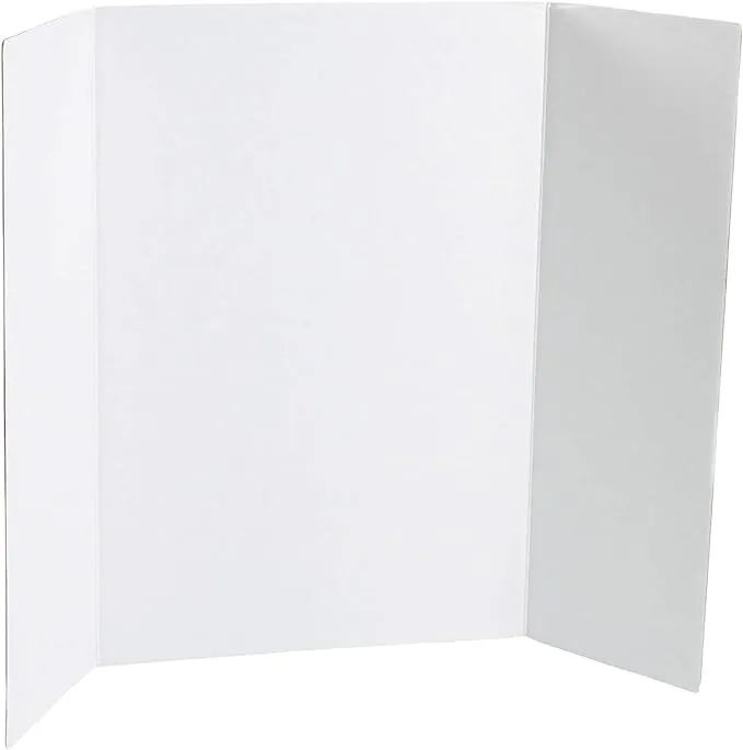 White Tri-Fold Display Board, Corrugated Cardboard, 36 x 48 Inches (Pack of 6)