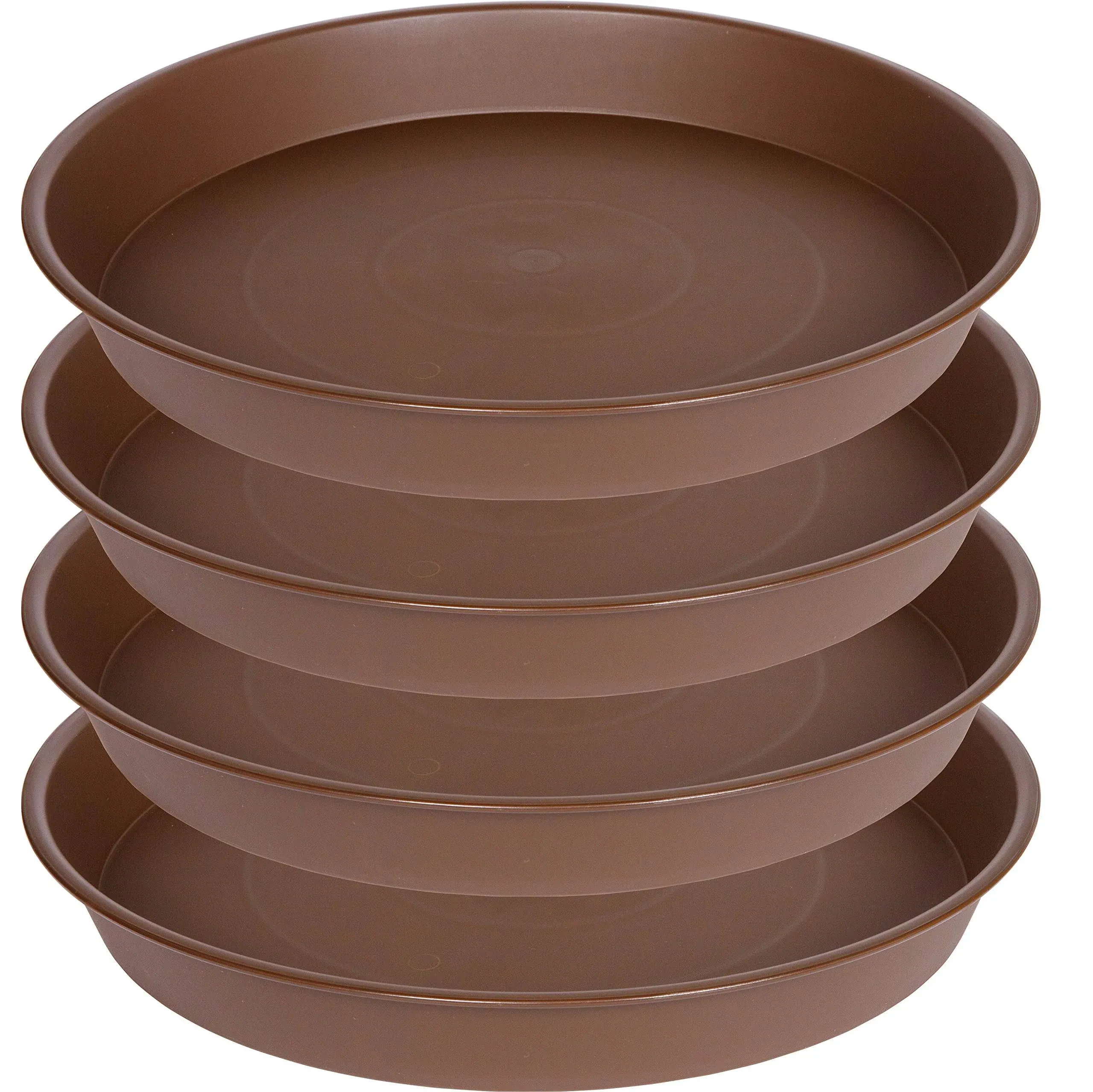 Bleuhome 4 Pack of 18 19 inch Plant Saucer Drip Tray (16.6 inch Base), Heavy Duty Large Deep Plant Saucers for Pots, Bird Bath B, Chocolate