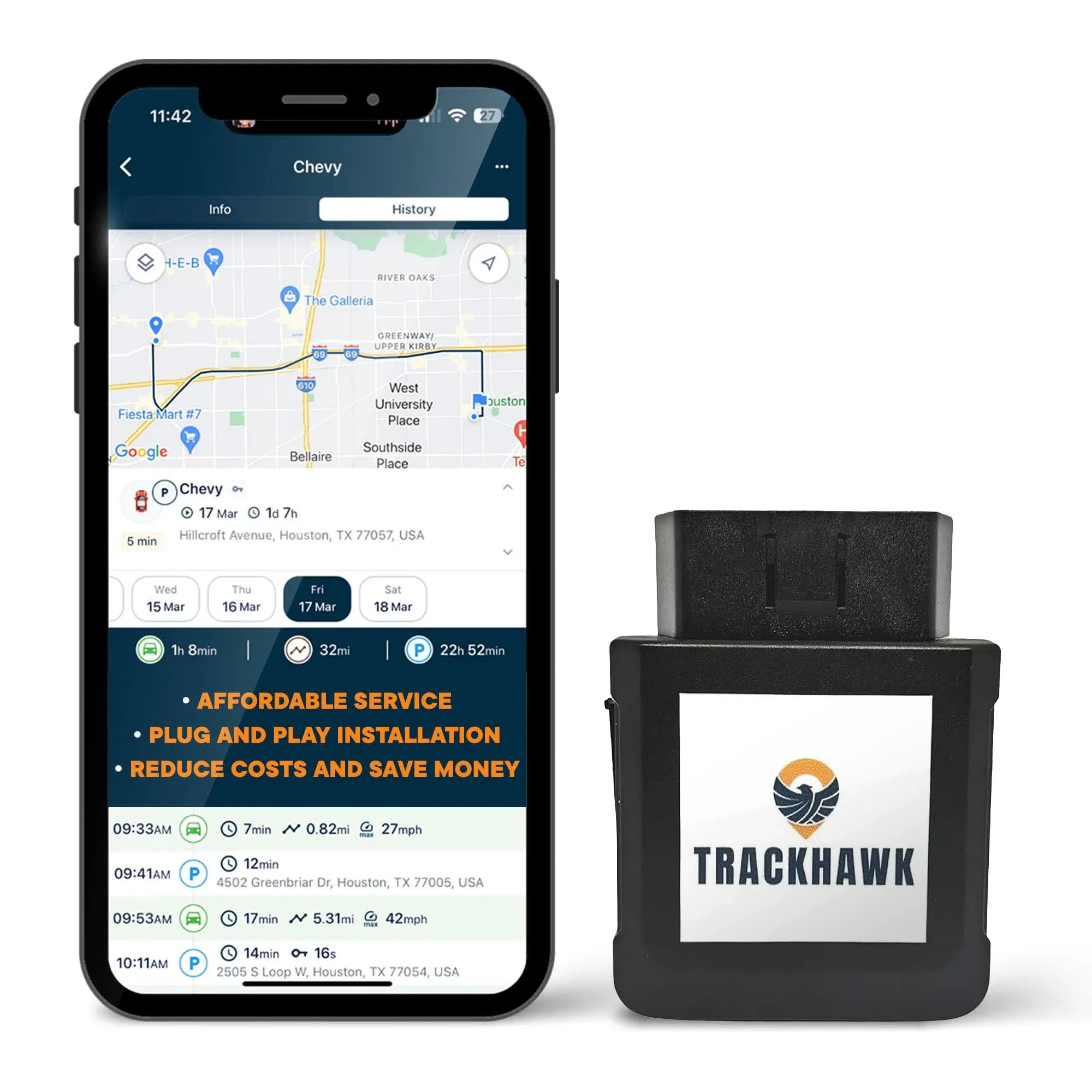 Trackhawk GPS Tracker for Cars, Trucks, SUV Vehicles - OBD Port Fleet Monitor ...