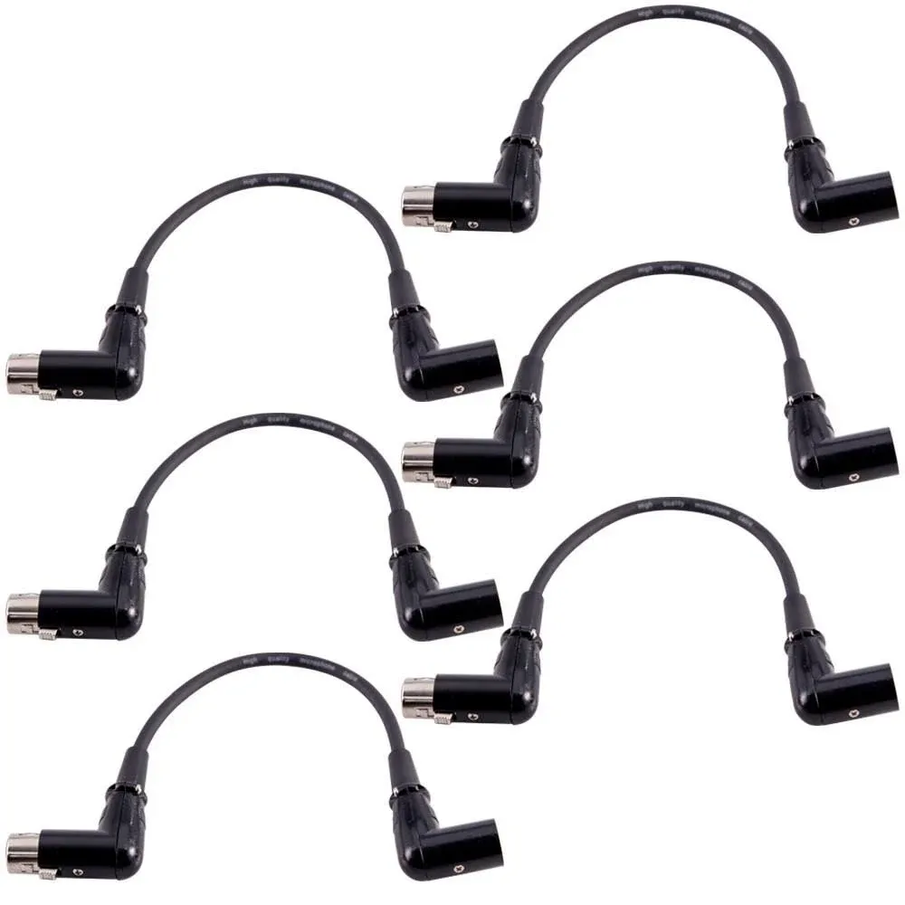 SEISMIC AUDIO 6 PACK of 1&#039; Right Angle XLR Patch Cables