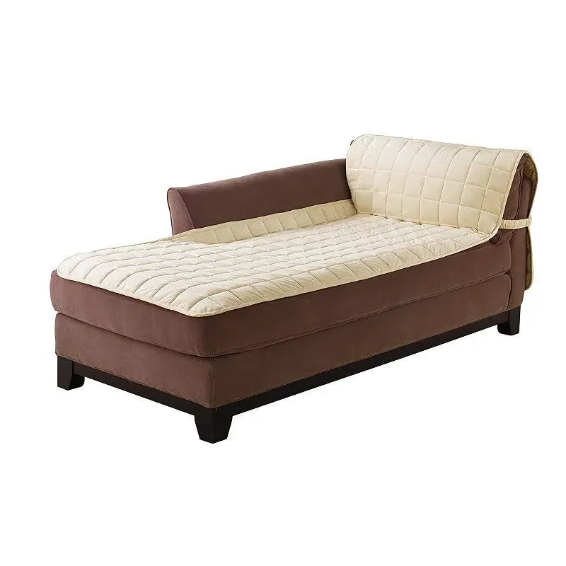 Antimicrobial Quilted Armless Chaise Furniture Protector Ivory - Sure Fit