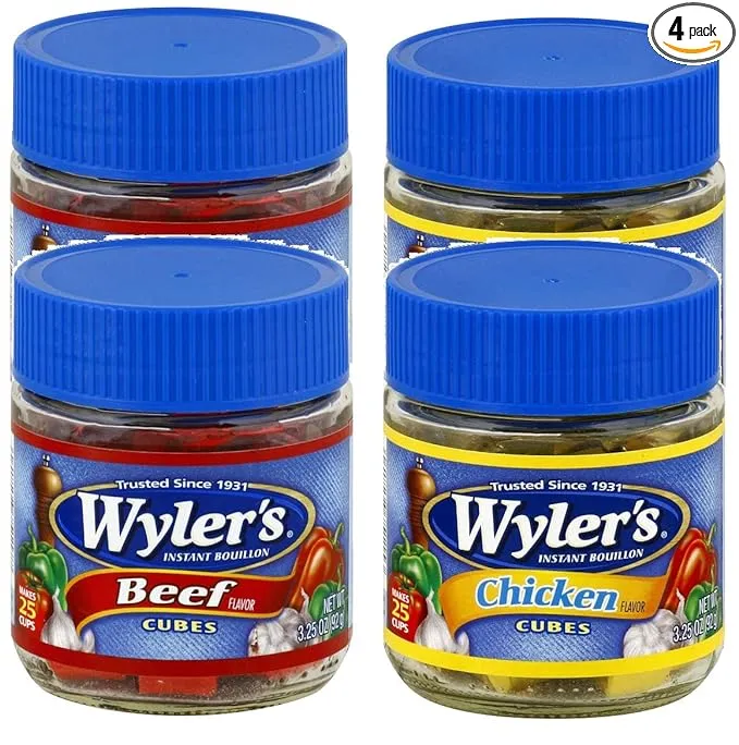 WYLERS Wyler's Beef and Chicken Bouillon Cubes , 3.25 Ounce , 4 Total Jars (2 of each), 20041258081001