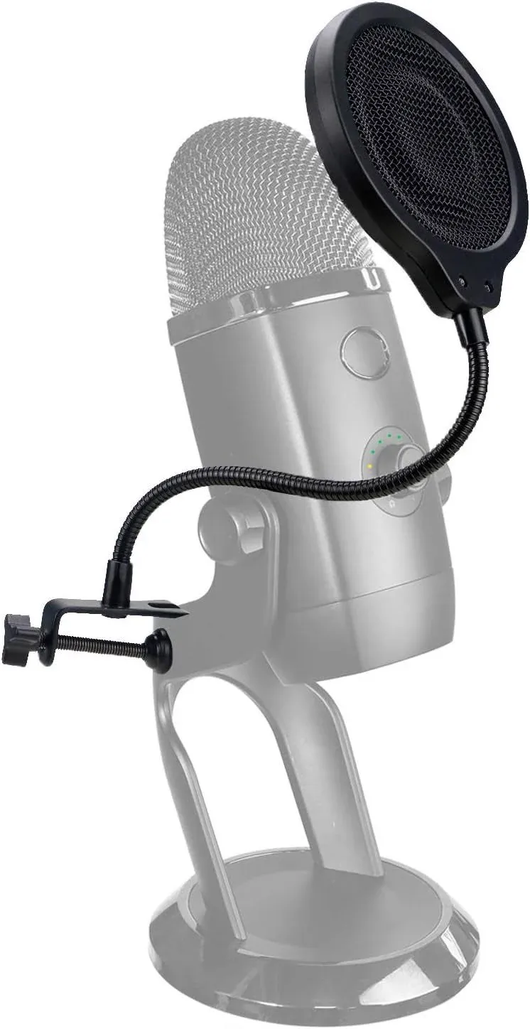 Yeti x Mic Windscreen - 4 inch 3 Layers Pop Filter with Flexible 360 Gooseneck ...