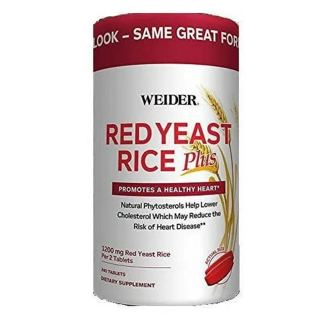 Weider Red Yeast Rice Plus 1200 mg, 240 Tablets EXP 01/2027