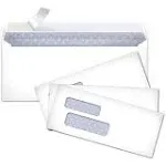 Basics #9 Envelopes with Peel & Seal, Double Window, Security Tinted, 500-Pack, White