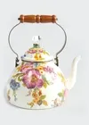 MacKenzie-Childs Flower Market 3 Quart Tea Kettle - White