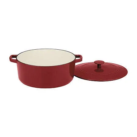 Cuisinart Chef's Classic Enameled Cast Iron Round Covered Casserole (Venice Red, 7- Quart)