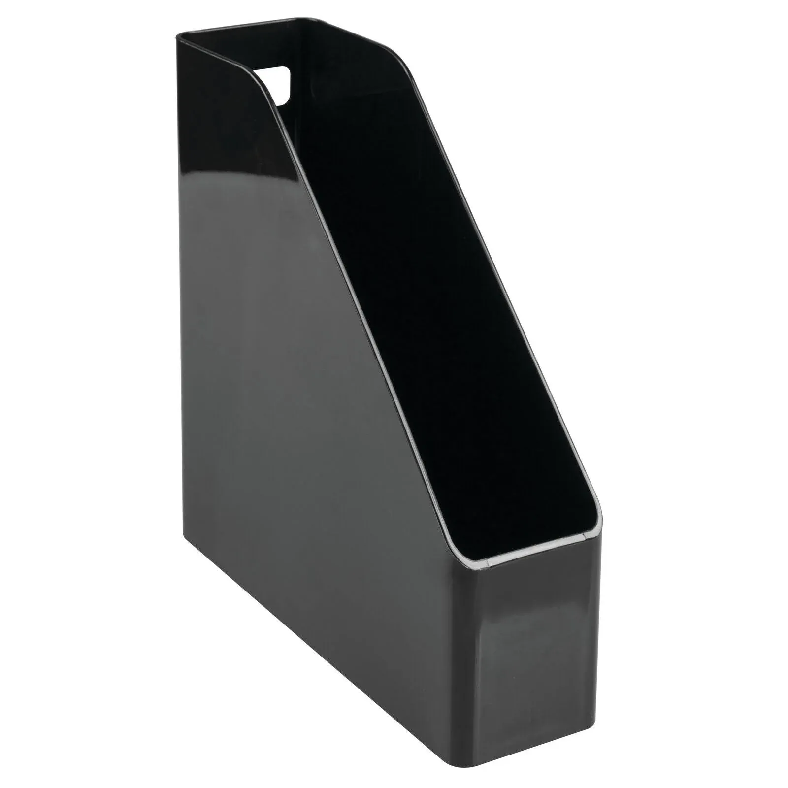 mDesign Plastic Slim Vertical File Folder Storage Organizer Bin - Handle, Black